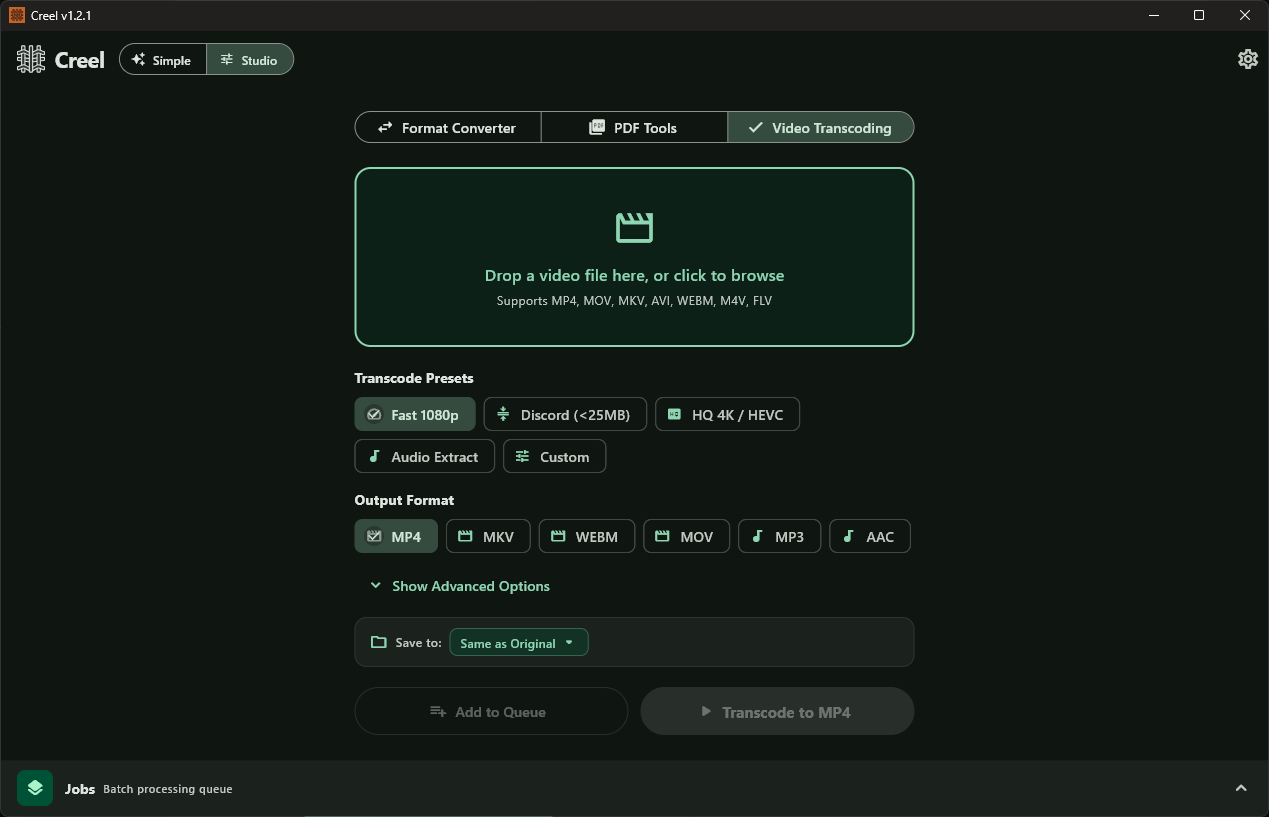 Creel Video Transcode Interface